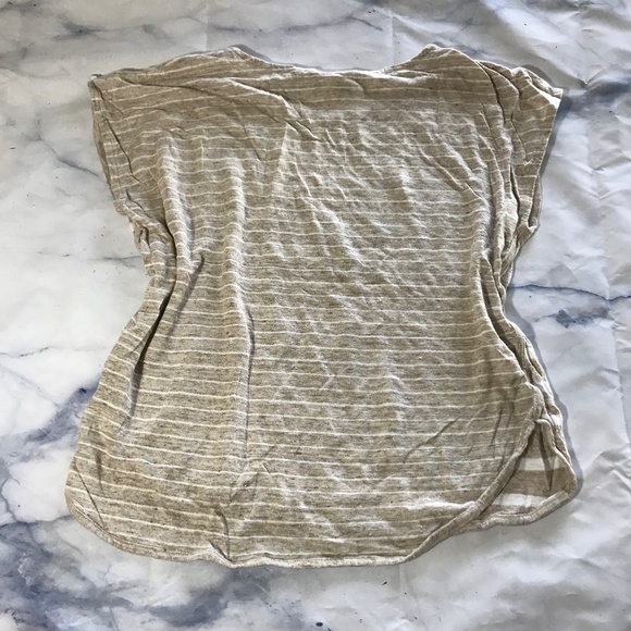 Athleta Tan & White Striped Linen Blouse - Picture 5 of 5